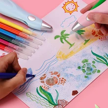 Art elektryczny długopis ze sprayem Airbrush Set kolorowa drukarka atramentowa pędzel do malowania zmywalny malowanie natryskowe ręcznie rysowane wielofunkcyjne tanie tanio TEN-WIN CN (pochodzenie) Różowy Długopis promocyjny Nie dotyczy JEDNA None 1 2mm