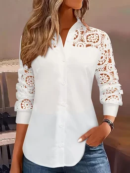 Temperament Loose Woman Shirt Fashion Casual Blouse Elegant long Sleeve Woman Shirt Holiday Weekend Top 1