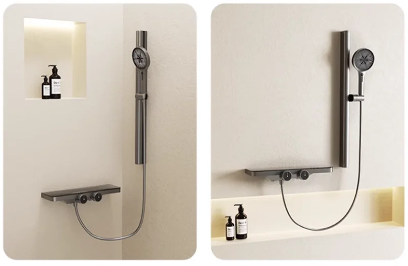 Description Picture 6 of itemGray Thermostatic Bath & Shower Faucet Wall Mounted Bathtub Shower Set  Cream Milk Bathroom Shower Faucet Bathroom Brass