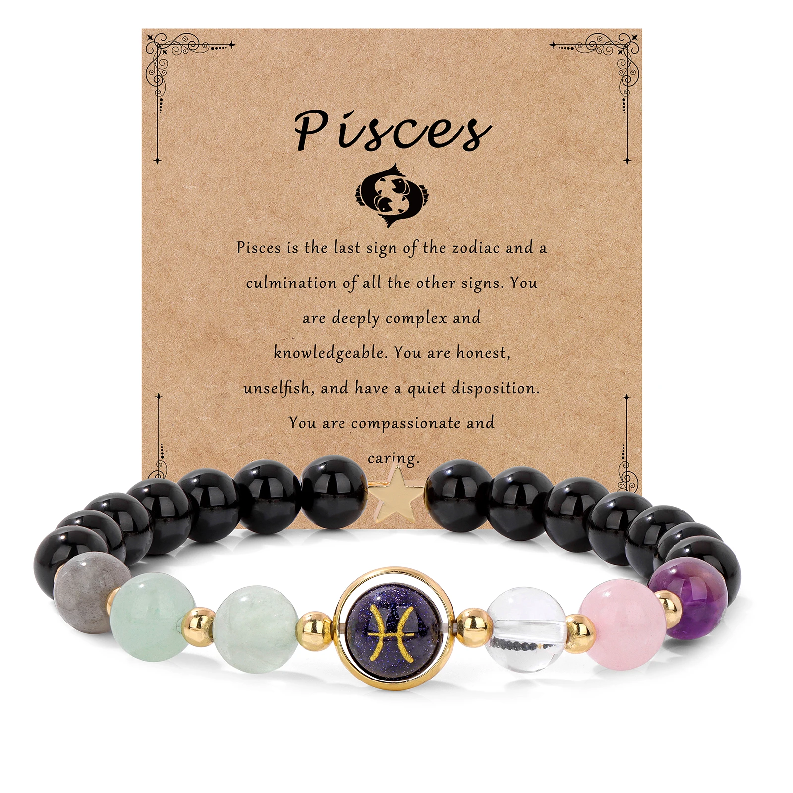 Braccialetto 12 Costellazioni Fatto A Mano Con Perline | Gioiello Zodiacale Regolabile Unisex Con Simbolo Astrologico, Regalo Per Coppia