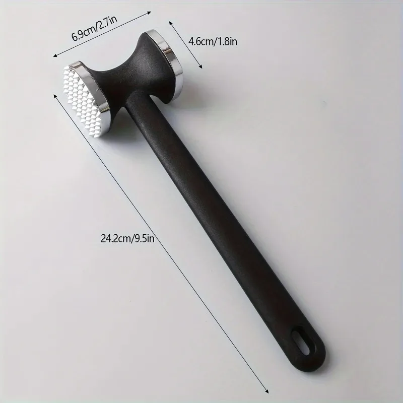 Stainless Steel Heavy Duty Meat Tenderizer Hammer with Rubber Grip