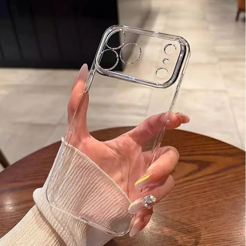 Sleek Clear Shockproof Phone Hard Case with Raised Camera Guard
