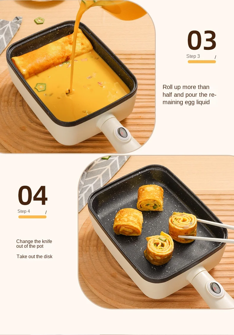 220V Square Pan for Thick Tamagoyaki with Non-Stick Maifan Stone Coating 4