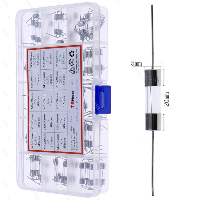 Glass Fuse Assortment Kit - 21 Values 5x20mm & 6x30mm Fast/Slow Blow 250V Fuses For Electronics & Appliances 3 thumbnail image