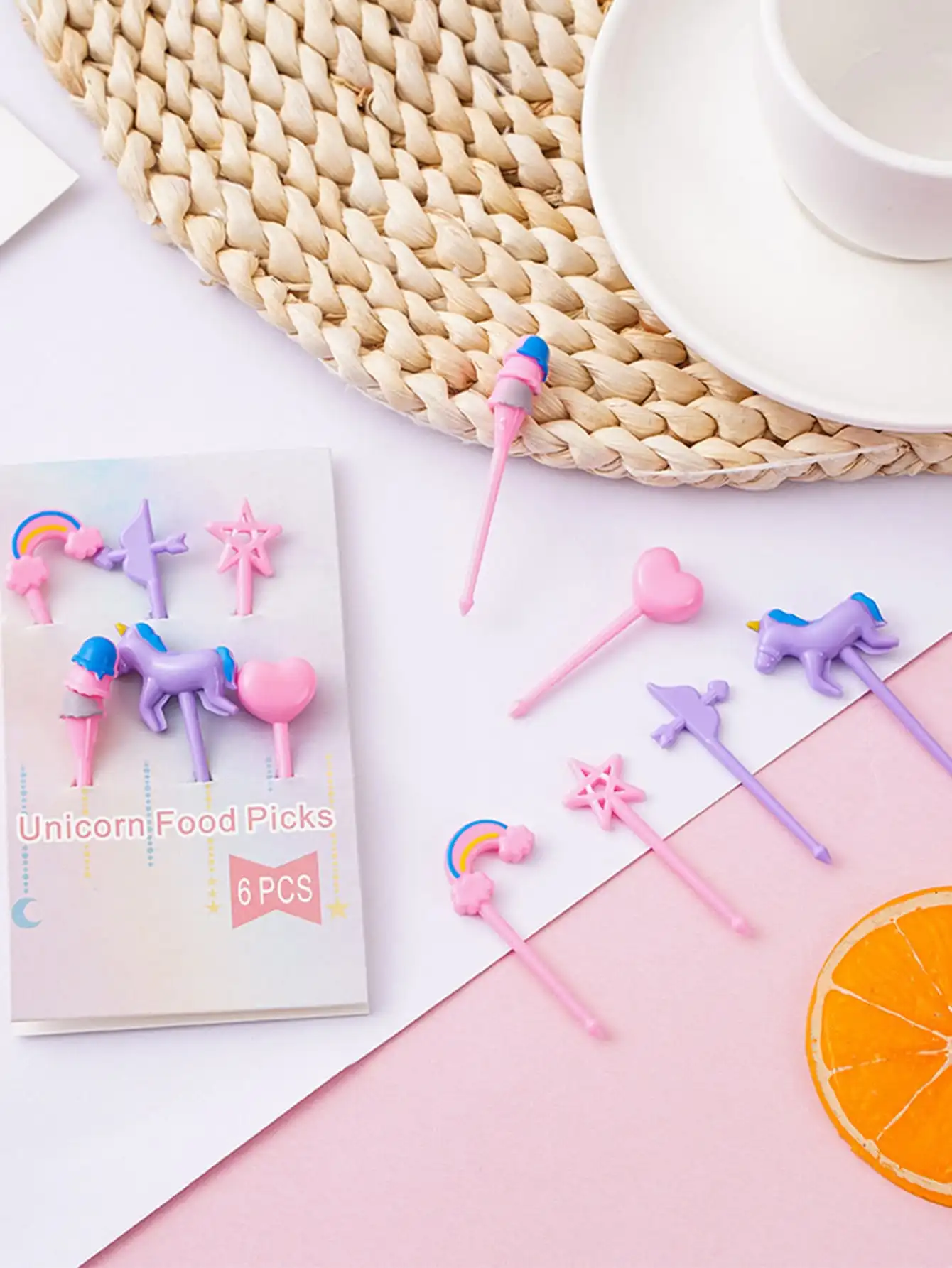 Unicorn Mini Food Fruit Fork Set Kid Cute Bento Box Decor Dessert Forks Cartoon Toothpick Cake Dessert Party Supply random color