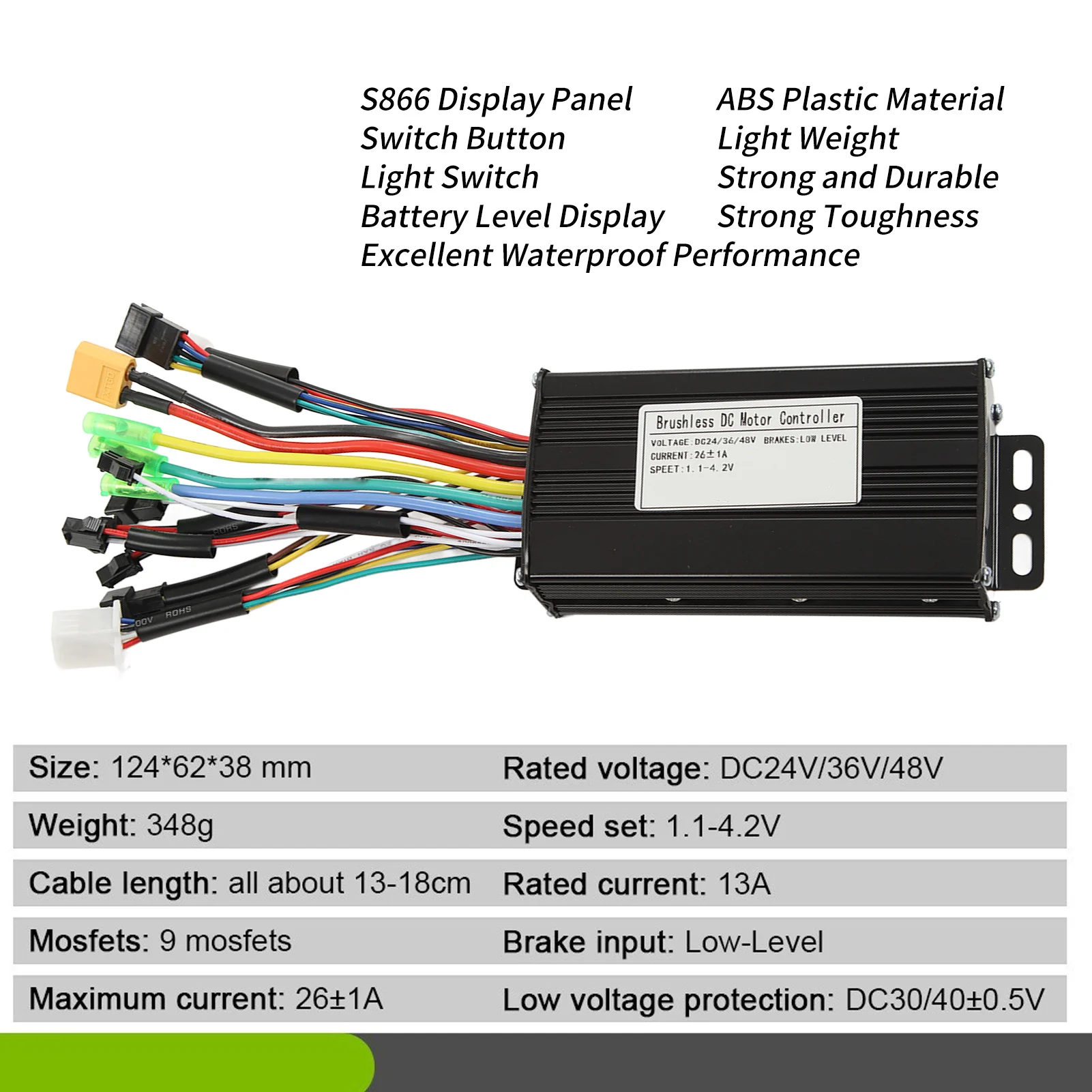 26in 500W Electric Bike Motor Brushless Gearless Kit E-Bike LCD S866 Display Panel Front Drive Gear Hub Conversion Kit
