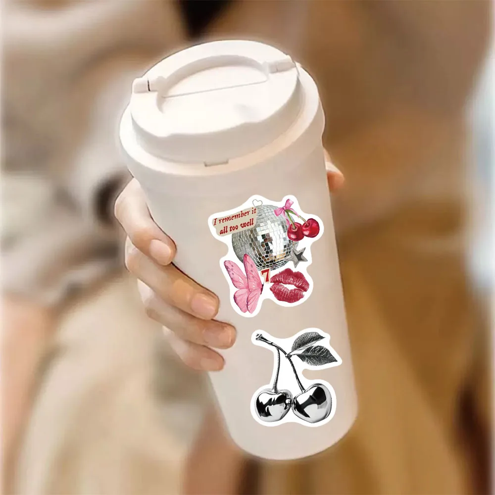 50개 실버 행운의 미학적 창의적 그래피티 스티커 DIY 수제 스크랩북 노트북 태블릿 스티커
