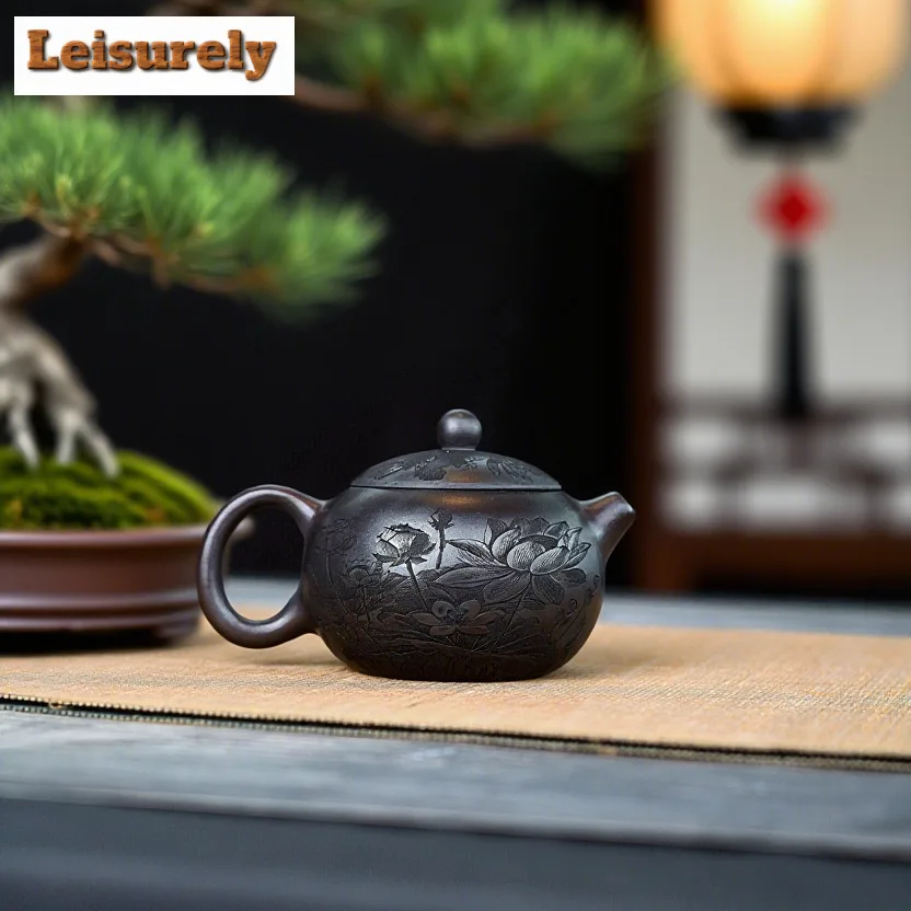240ml Authentic Yixing Purple Clay Teapots Handmade Xishi Pot Raw Ore Antique Red Mud Tea Maker Kettle Chinese Zisha Tea Set