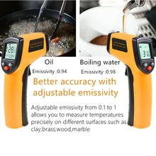  Digital Infrared Thermometer Laser Temperature Meter Non-contact Pyrometer Imager Hygrometer IR Termometro Color LCD Light Alarm 