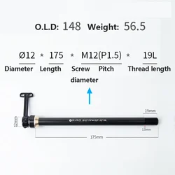 Bicycle Quick Release Thru Axle Rod with Hidden QR for Enhanced Cycling Performance (12x148MM - 175L - 19L)