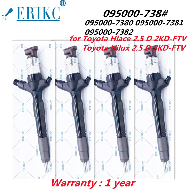 

ERIKC 4 PCS 095000-7380 095000-7381 Common Rail Injector In 23670-0L010 23670-0L070 FOR Toyota Hiace 2.5 D 2KD-FTV Toyota Hilux