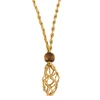 Retro Woven Natural Stone Pendant Necklace Net Pocket Hollow Handmade Jewelry Men and Women the Same Style Without Gems 5