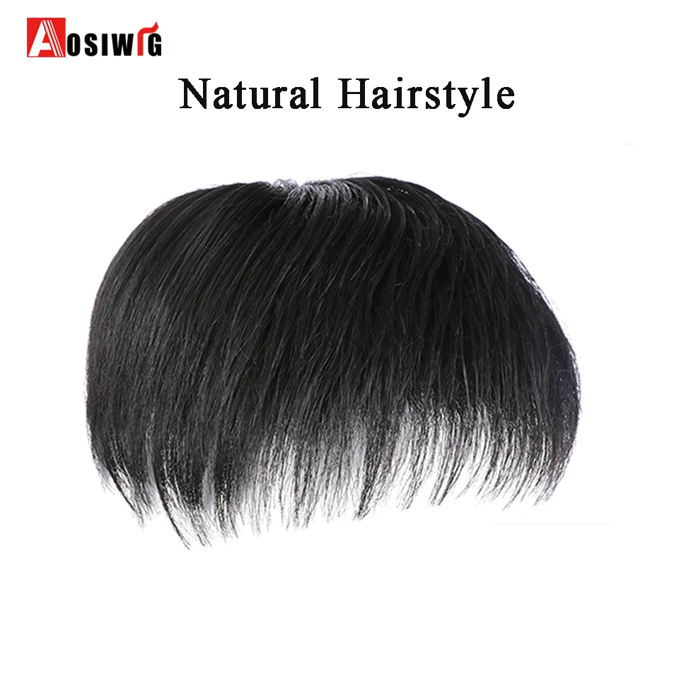 AOSI Synthetic Natural Fake Hairpiece for Men Natural Invisible Topper Closure Hairpiece Suitable For Cover White Hair Loss Hair