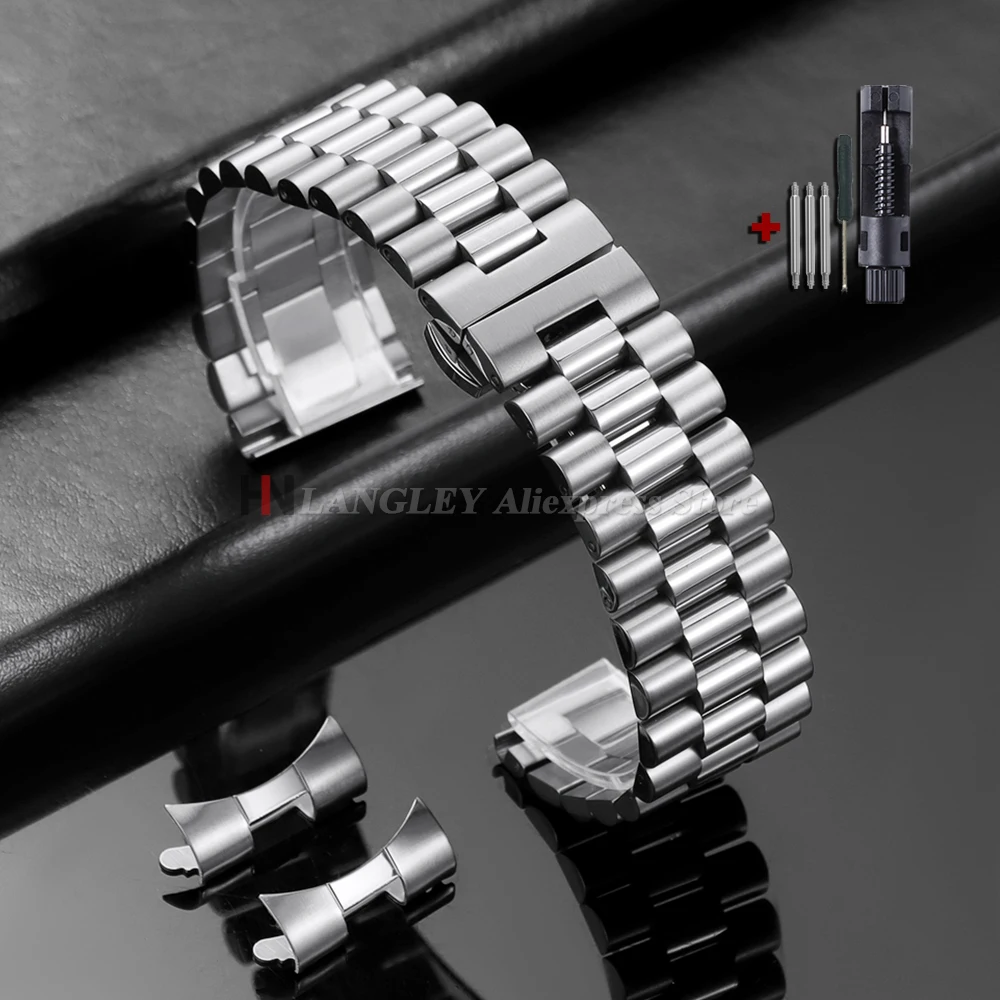 Universal Solid Stainless Steel Watch Strap - Premium Curved End Wristband