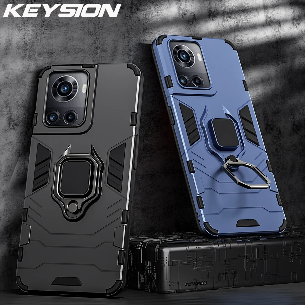 Custodia Antiurto Per Armatura Keysion Per Oneplus Ace 5G Silicone + Pc Cover Posteriore Per Telefono Con Supporto Ad Anello In Metallo Per One Plus A