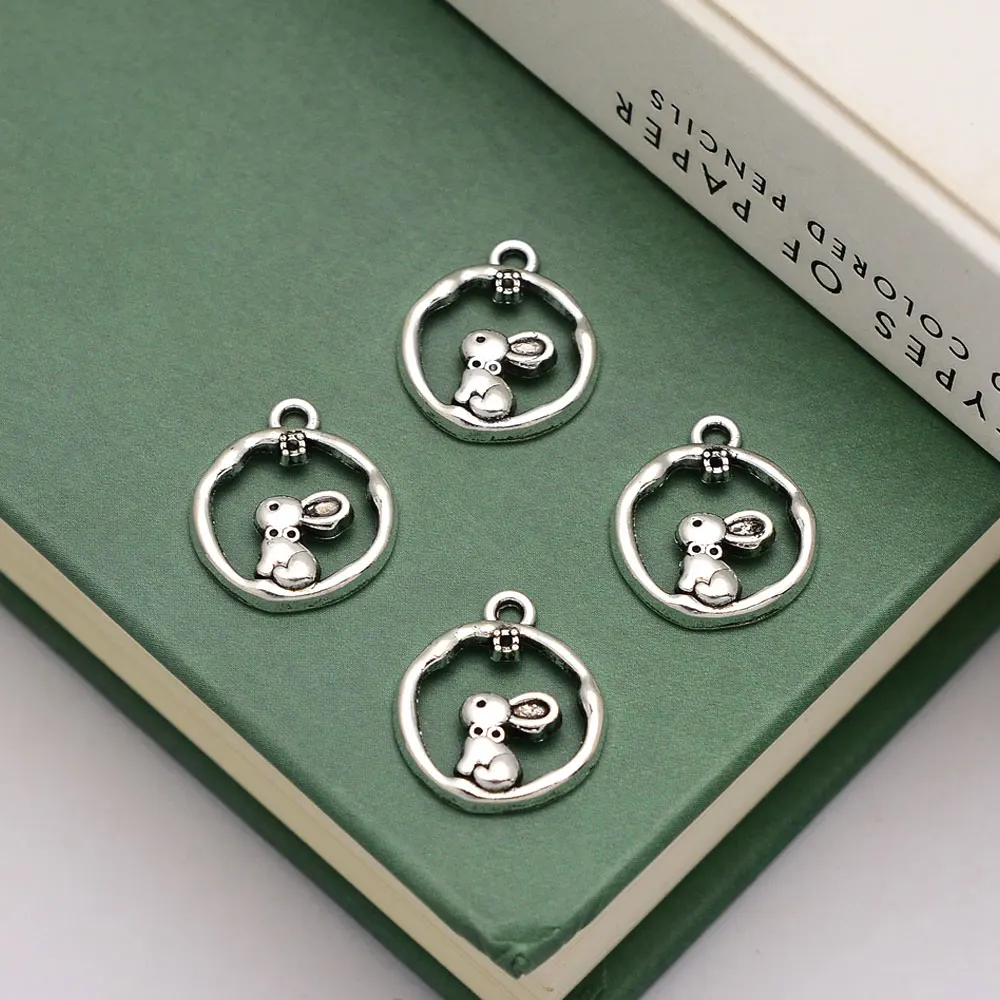 

50pcs/lot--16x14mm Antique Silver Plated Easter Charms Cute Rabbit Bunny Pendants For Diy Jewelry Making Wholesale Bulk Hqd