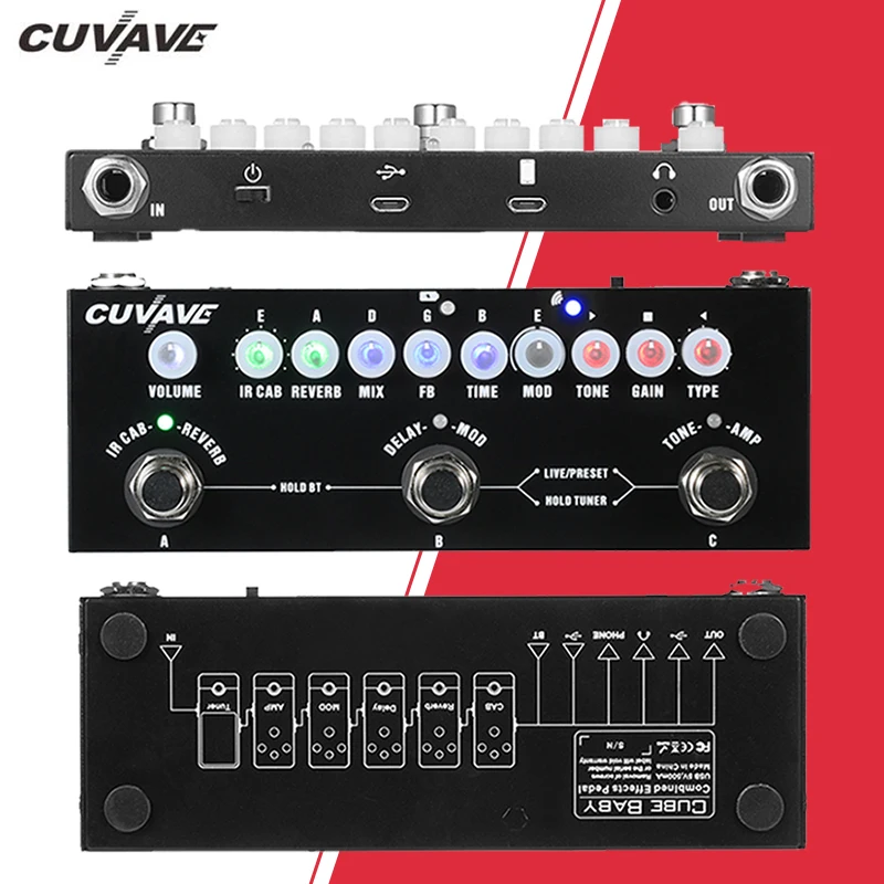 CUVAVE CUBE BABY Portable Multifunctional Electric Guitar Pedal Combined Effect Wireless Playback Accessorie |