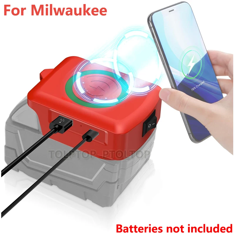 Magnetic Wireless Charger with USB/Type-C Fast Charging Battery Adapter