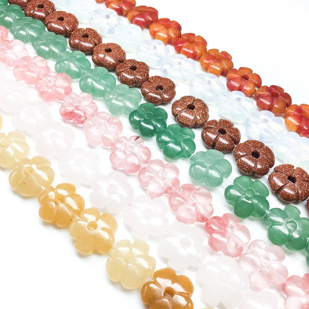 6*14mm Natural Semi-precious Stone Flower Shape High Quality Plum DIY Beads for Jewelry Necklace Wholesale Bulk Women Jewelry