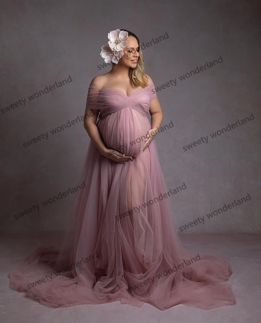 Off Shoulder Tulle Mesh Maternity Dress – Baby Couture