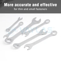 Clé combinée super fine de 4 à 32 mm, extrémité décalée à 6 points et extrémité ouverte coudée, acier métrique à haute teneur en carbone pour écrous fins, espaces étroits 4
