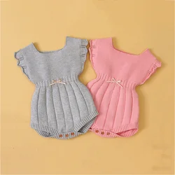Baby Girls Romper Sweet Ruffle Sleeveless Infant Bodysuit Rompers 100% Cotton Knitted Baby Toddler Jumpsuit Newborn Baby Clothes