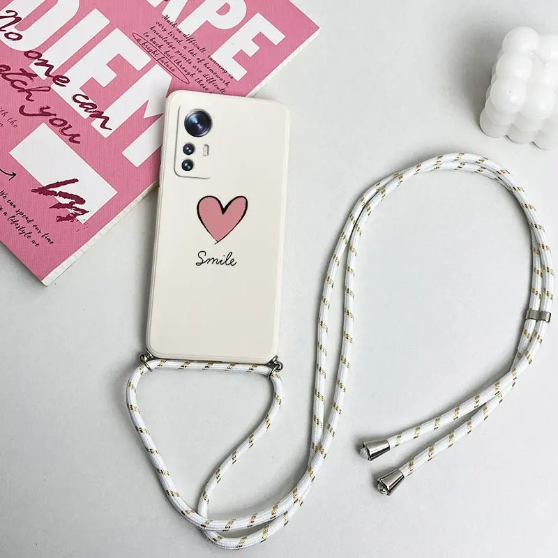 Big Red Heart Crossbody Lanyard Silicone Phone Case Cover