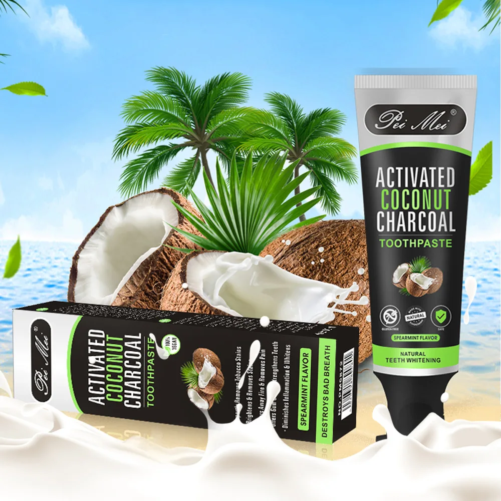 

Activated Coconut Charcoal Toothpaste Remove Tooth Stains Dark Pigment Improve Coffee Cigarette Tea Teeth Tooth Paste 100g