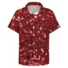 Red Sequins Casual Shirt Man Sparkly Bling Print Summer Shirt Harajuku Blouses Short Sleeve Oversized 3