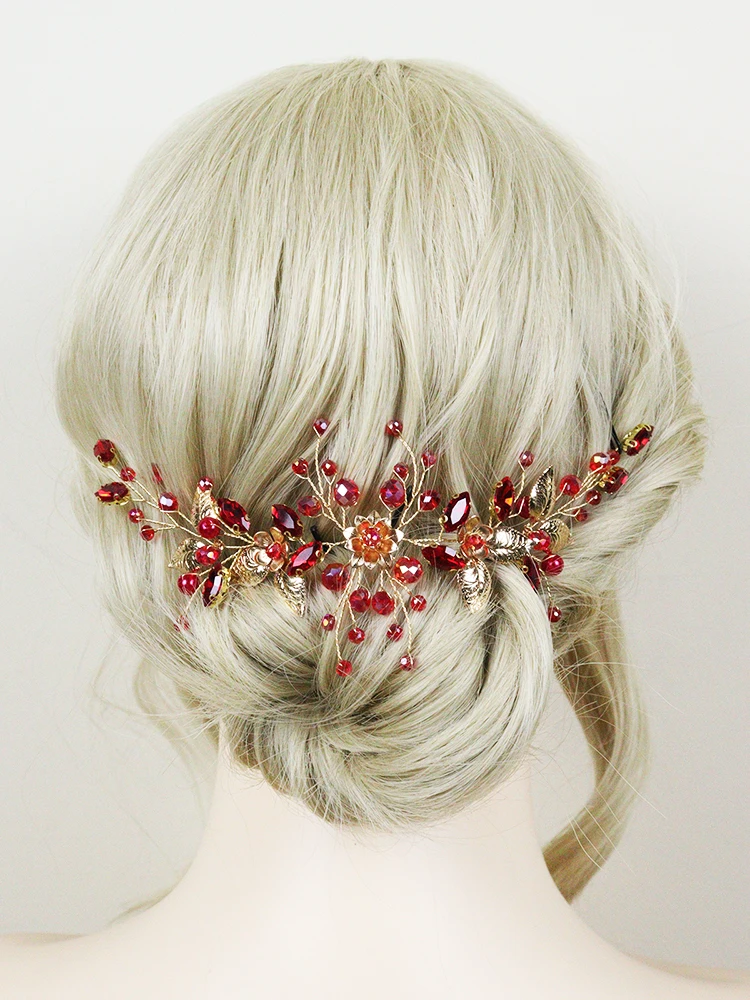 Wedding Headband Hair Accessories for Bride Headdress Gold Leaves Handmade Head Jewelry Party Women Headwear hair accessories,bridal hair accessories