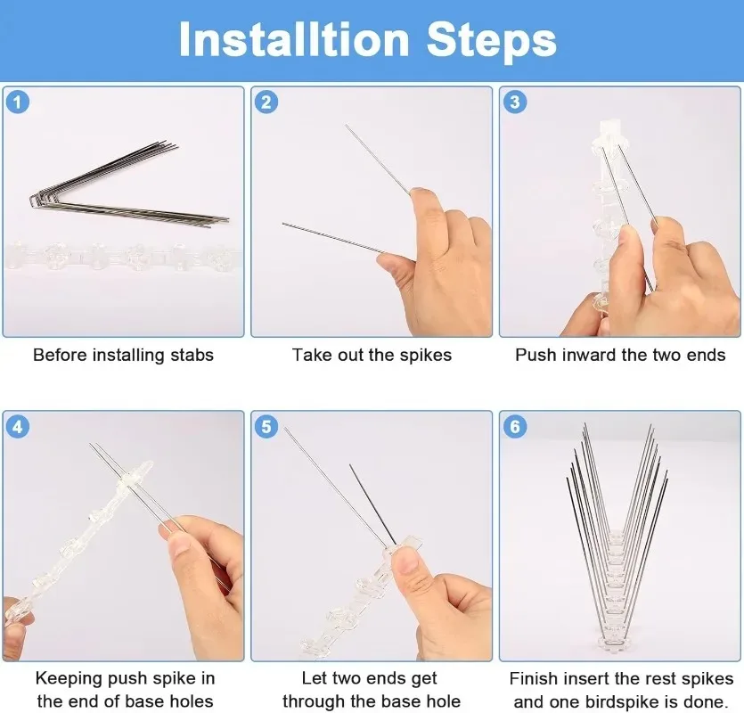 Steel Bird Spikes on ABS Base — 1 Pc