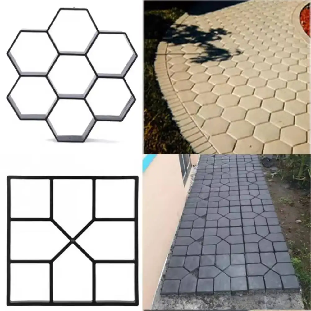 DIY Path Maker Paver Molds Stone Brick Concrete Mold Concrete Cement Walk Garden Path Paving Paver Reusable Patio Pavement Molds