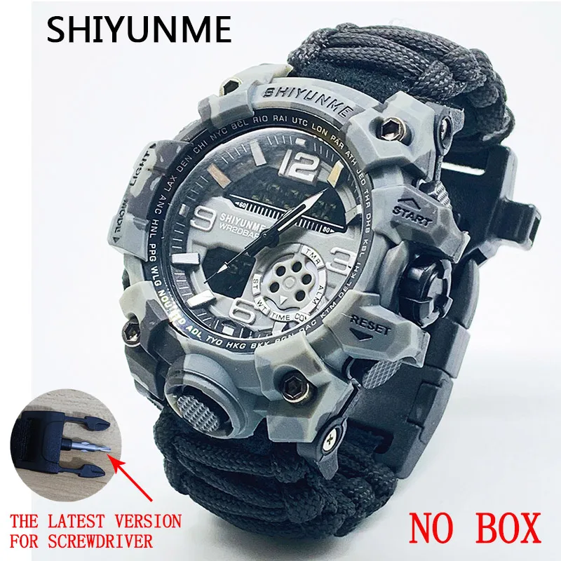 SHIYUNME Camouflage Military Digital-watch Men's G Style Sports Army Waterproof Dual Display Multi-Time Zone Quartz Watch 