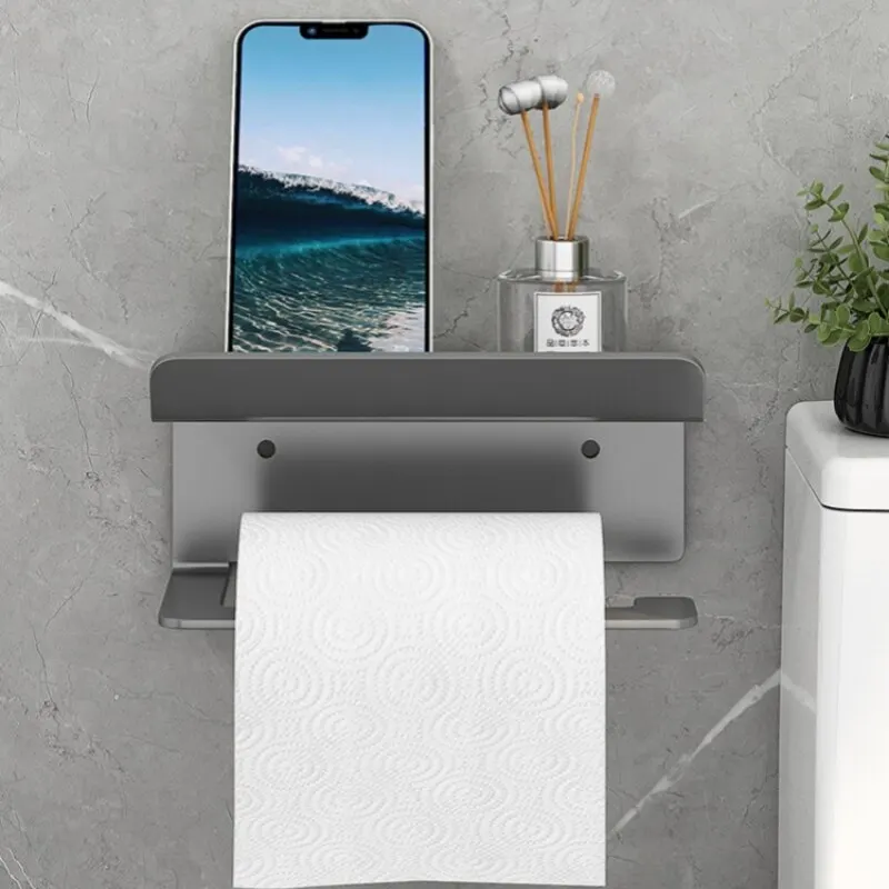 Paper Towel Rack Bathroom Shelf Toilet Paper Roll Put Phone Hanging Rack Wall-mounted Kitchen Storage Wall Shelf