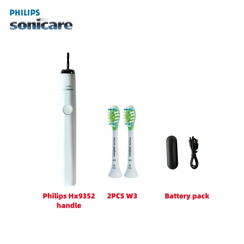 Philips Sonicare Toothbrush Handle Replacement H9352 White With 2 Philips Brush Heads andTravel Charging Case