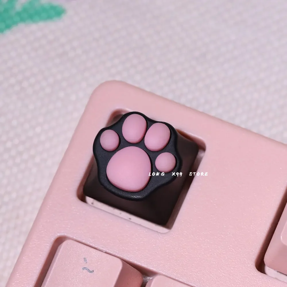 Cute Cartoon Silicone Keyboard Cap Artisan Cat Paws Pad Soft Feel Pink Keycaps para Cherry mx Switches Personality Diy - Imagem 4