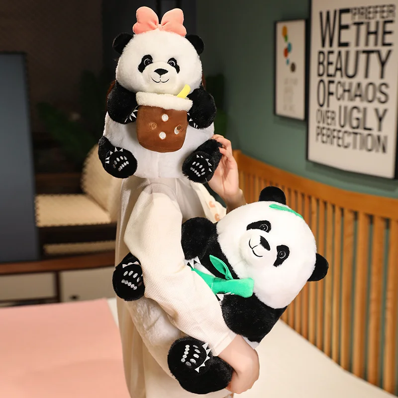 Peluche Panda Kawaii Con Cappello Da Compleanno E Torta, Morbido E Soffice, Regalo Per Bambini E Adulti
