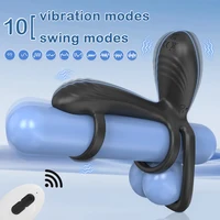 Fernbedienung Dual Penis Ring Vibrator für Männer Verzögerung Zeit Prostata-massagegerät Cock Ringe Verdrehen Vibrierende Sex Spielzeug für Männer 5