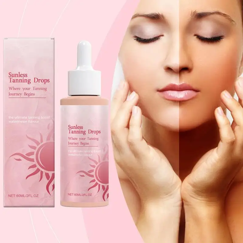 Self Tanning Drops Enhance Skin Melanins Liquid Bronzer Natural Tanner For Face Body Preventing Sunburn Sunless Tanning Product