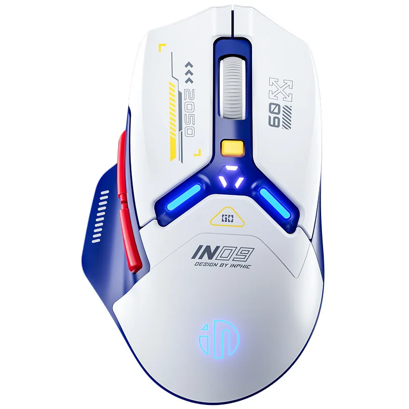 Tri-mode sem Fio Bluetooth Mouse Luminoso Tipo-c Carregamento Mouse de Jogos Profissional para Computador Office Gamer In9 - Imagem 4