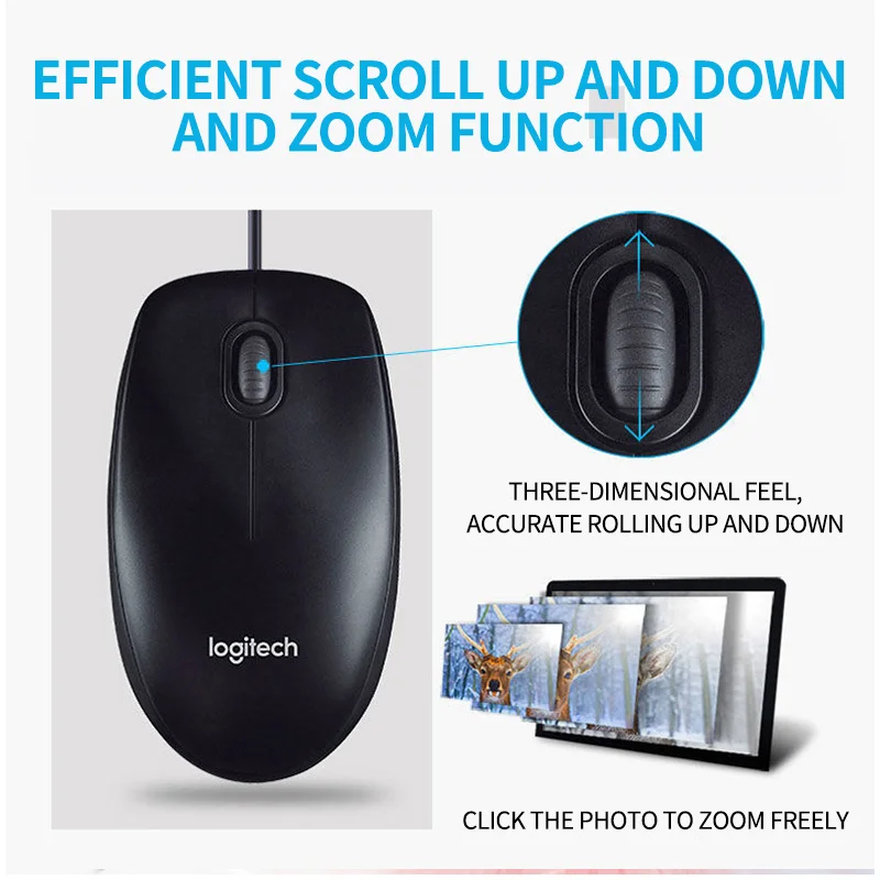 Top original Logitech M91P wired mouse business office Home computer Notebook Plug and Play USB wired mouse M90 wired mouse