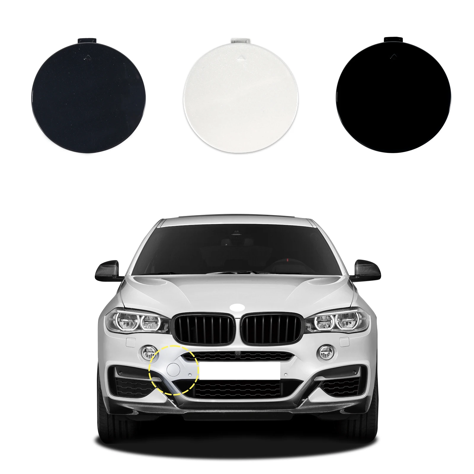 Front Bumper Tow Hook Cap Towing Eye Cover For BMW X6 M Aerodynamics Sport F16 Fit 28iX 30dX 35iX 40dX 2015-51118065933