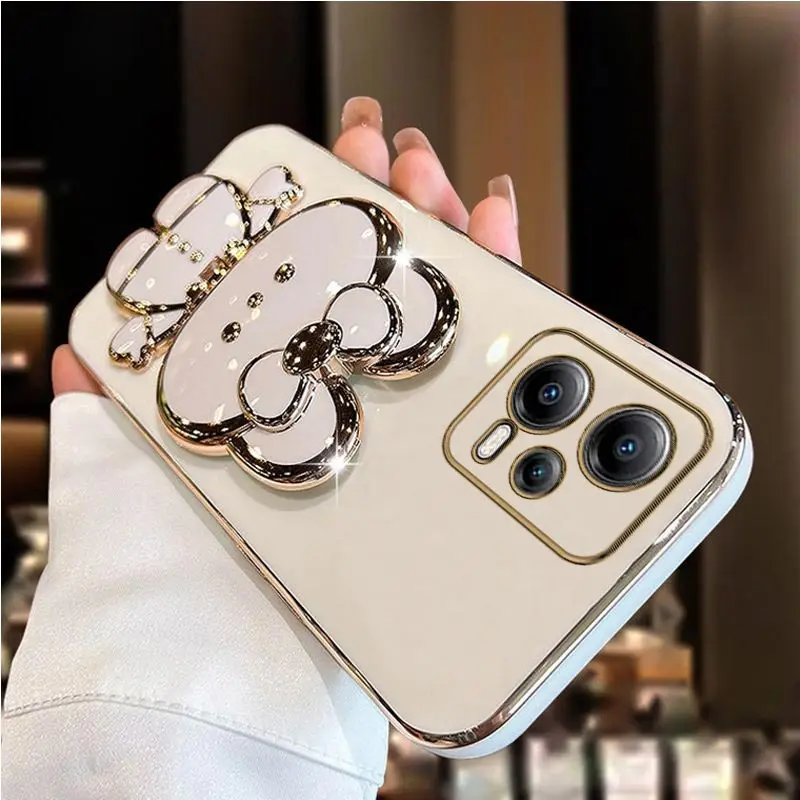 Diamond Strap Mirror Rabbit Phone Holder Case with Stand Cover