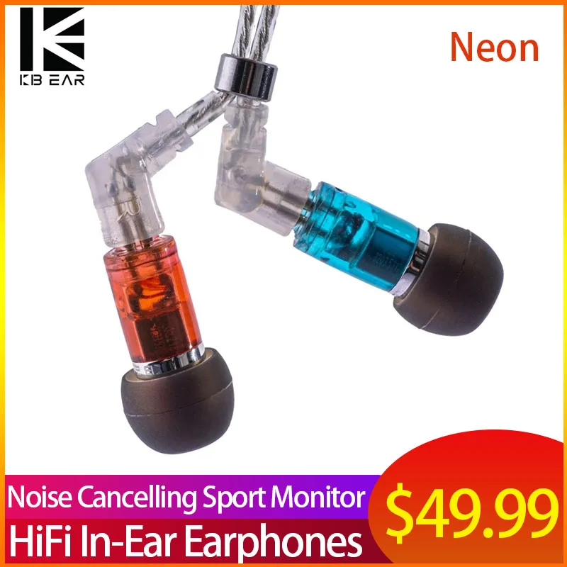 

KBEAR Neon HiFi In Ear Earphone Single Knowles 29689 BA Noise Cancelling Sport Monitor Earbuds Wired Earphones Detachable Cable