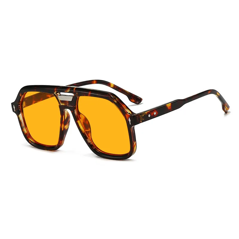 Vintage-Inspired Oversized Square Sunglasses with Rivet Accents and UV400 Protection