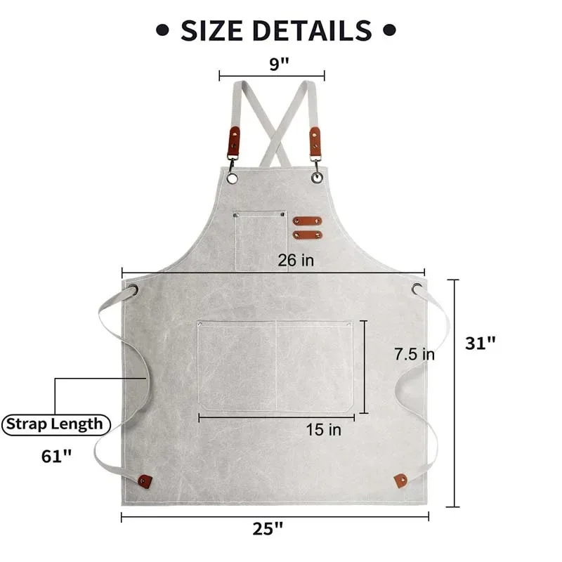Household Canvas Apron Oil-proof  Can Wipe Hands  Kitchen CookingMen Women Adult With Tool Pockets Fashion Coffee Over  apron 3