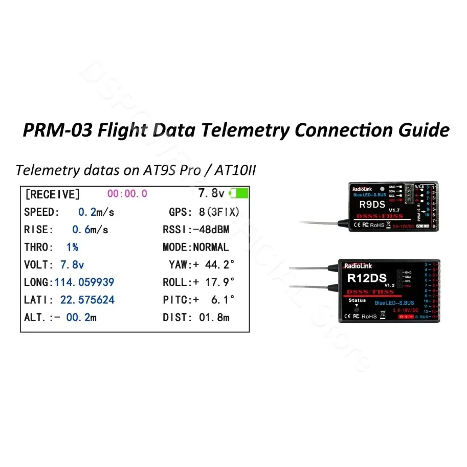 Radiolink PRM-03 Modul telemetrie OSD pro AT9/AT10