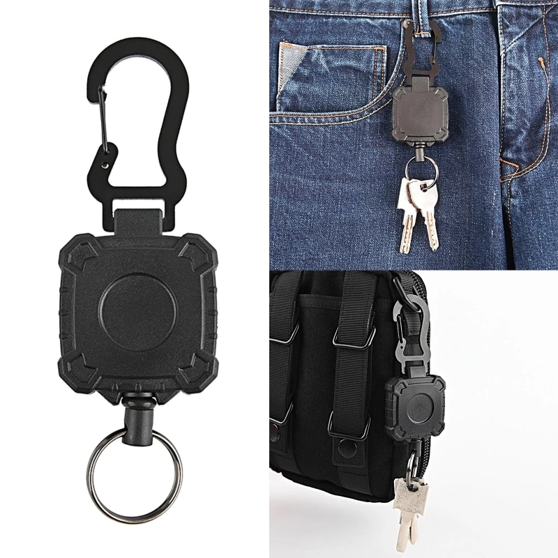 

Retractable Keyring, Badge Reel Keychain Thickened Wire Screwed Fastening Clip