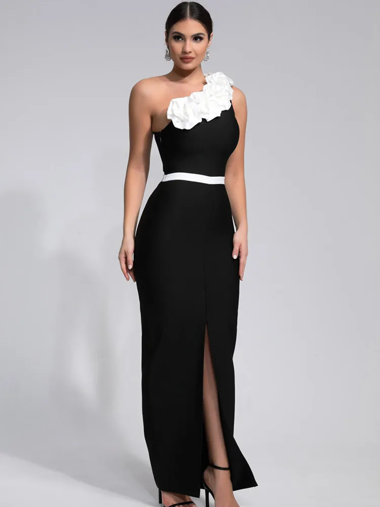 Vestido Bandage largo de punto para mujer, traje Sexy de lujo con