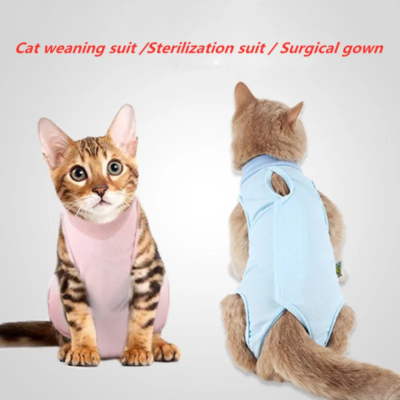 

Pet Cat Recovery Suit Shirt Clothes,Collar Alternative for Cats Prevent After Surgery Wear Anti Pet Licking Wounds Drop